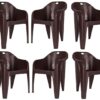 Homiboss Plastic Chair | Chairs for Home | Dining & Restaurant | Living Room & Bedroom | Office, Garden, Indoor & Outdoor | Kursi | Color - Brown | Plastic Chairs Set 6 Piece